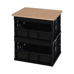 리빙스마일 폴딩박스 60L x 2p + 접이식 상판 세트, 블랙, 1세트