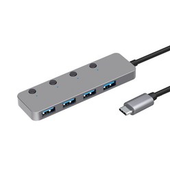 [쿠팡수입] 만듦 4포트 USB 3.1 Gen1 허브 스위치 메탈 Type-C 20cm, 혼합색상