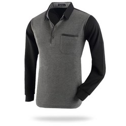 파크타운 남성용 포켓 포인트 카라 긴팔 티셔츠 E1-9M156