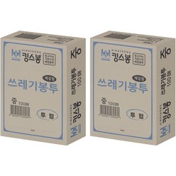 킹스봉 뽑아쓰는 배접 재활용 쓰레기봉투 투명 중 100p, 2개