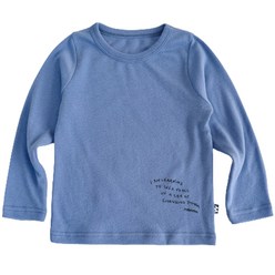 맘스메이드 아동용 피치 기본 라운드 긴팔 소프트 스판 레터링 티셔츠