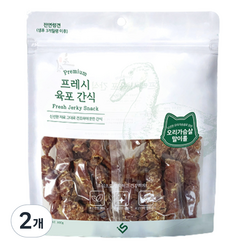 초심 강아지 프레시 육포 간식, 혼합맛(오리가슴살/말이롤), 300g, 2개