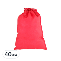 봄91 끈조리개 부직포백 20 x 28 cm, 레드, 40개입