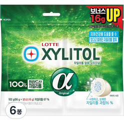 롯데자일리톨 껌 알파 오리지날 리필, 102g, 6개