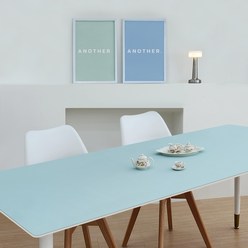 가죽 양면 방수 감성 캠핑 모서리라운딩 테이블 매트 110 x 240 cm, 라이트그린 + 블루, 1단