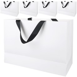 코멧 선물용 직사각 종이 쇼핑백, 화이트, 5개