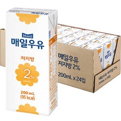 매일유업 저지방 2% 우유, 200ml, 24개