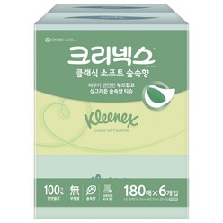 크리넥스 클래식 천연펄프 숲속향 미용티슈 2겹 180매, 6개