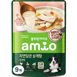 풀무원 강아지 아미오 자연담은 삼계탕, 닭, 80g, 9개