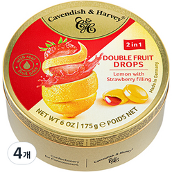 캐빈디쉬앤하비 더블프룻 레몬맛 캔디 딸기맛필링, 175g, 4개