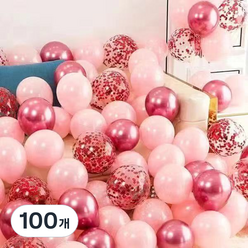 팡파티 파티풍선 + 공기주입기, 트리플 핑크, 100개