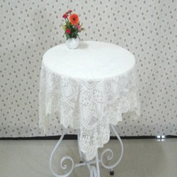 베이스케어 북유럽 스타일 레이스 꽃무늬 테이블보, 화이트, 60 x 60 cm