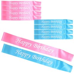 파티쇼 해피벌스데이 생일 어깨띠 2종 x 5p 세트, 핑크, 블루, 1세트