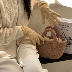 뜨개사계절 코바늘DIY 트위디 마르쉐백 뽀글이 겨울가방 만들기 패키지, 1세트, 카멜쿠키