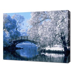 에코솔 셀프페인팅 22색 풍경화 DIY 명화 그리기 40 x 50 cm, 에이번리 마을-하얀겨울 풍경