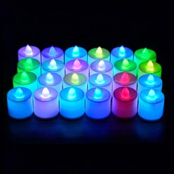 루아르모 꺼지지 않는 LED 티라이트 전자초 색발광, 24개