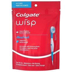 Colgate 맥스 프레시 일회용 미니 칫솔 페퍼민트 24개, 24 Count (Pack of 1)