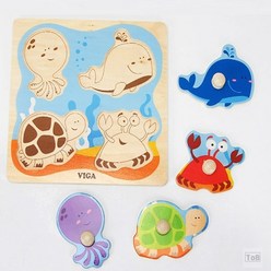 토벗 꼭지퍼즐 바다동물 12개월아기장난감