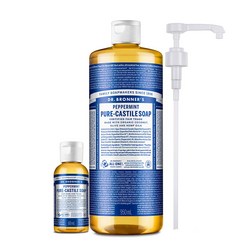 닥터브로너스 캐스틸 솝 950ml+60ml+펌프 세트 12종 택1, 페퍼민트 950ml+60ml+펌프