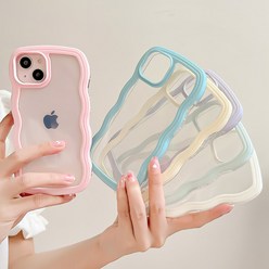 아이폰 전기종 웨이브 물결 모양 실리콘 범퍼 예쁜 파스텔 색상 슬림 투명 케이스