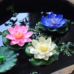 연꽃조화10cm 물에뜨는꽃 실내연못장식소품, 핑크, 1개