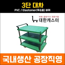 대한캐스터 3단 플라스틱 카트 3단 대차 운반구 업소용 운반차, 미니_600X400, PVC, 1개