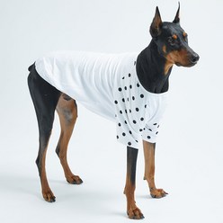 럭키페터 강아지 땡땡이 나그랑 티셔츠 2colors, 도트화이트