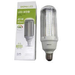 시그마 LED보안등 45W 고와트 전구 램프 가로등 공장등 파워램프, LED보안등 투명 45W 주광색, 1개