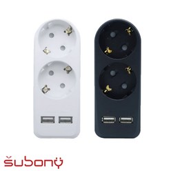 써보니 2구 USB 2포트 멀티탭 어댑터 블랙 화이트, 화이트(흰색), 1개