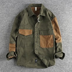 초어자켓 프렌치 워크웨어 남성용 빈티지 컬러 블록 작업복 재킷
