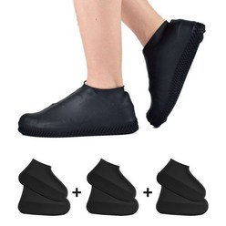 비오는날 실리콘 신발 방수커버 [고급형], 블랙+블랙+블랙, 3개
