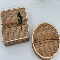 대나무 떡상자 꽂감상자 약과상자 쿠키상자 고급선물포장 대나무박스, 원형
