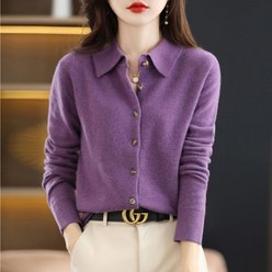 가디건 여성용 양모 니트 넉넉한 섬세한 폴로 넥 스웨터 재킷단색 버튼 셔츠패션 캐주얼프렌치 세련된 디자인 카디건