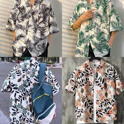 하와이안 반팔 셔츠 남자 여자 비치웨어 여름 바캉스 여행 오버핏 셔츠