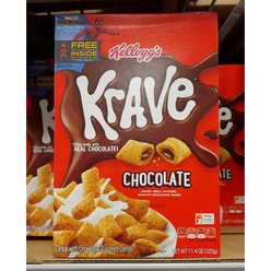 Kellogg's Krave Real Double chocolate cereal 켈로그 크레이브 리얼 더블 초콜릿 시리얼 11.4z(323g) 2팩, 1개, 323g