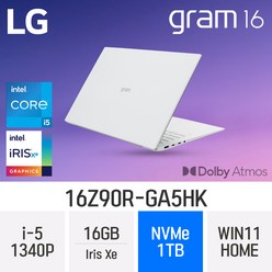 LG전자 2023 그램16 16Z90R-GA5HK, WIN11 Home, 16GB, 1TB, 코어i5, 화이트