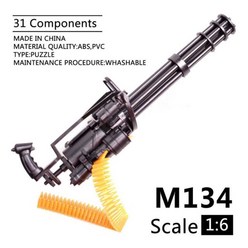 프라모델 16 스케일 MP40 기관단총 세계 대전 플라스틱 조립 된 총기 퍼즐 4D 모델 12 액션 피규어 군인 장난감, [04] M134