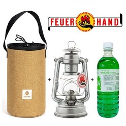 [Weshop] [Feuerhand] 퓨어핸드 허리케인 랜턴 + 쏠콘 랜턴 케이스 + 전용 연료 (파라핀오일) 0.9L 세트, 랜턴 징크 컬러+쏠콘 랜턴케이스+오일0.9L 세트