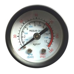공기 압축기 공 확장 유압 유체 압력 게이지 듀얼 스케일 0-180psi 0-12bar 산업 측정 기기, 1개