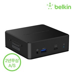 벨킨 USB C타입 듀얼 디스플레이 도킹스테이션 멀티허브 듀얼모니터 85W 충전 HDMI 이더넷 INC002qc, 블랙(INC002qcBK), 1개
