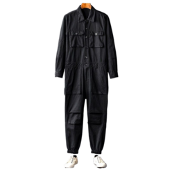 Makone 남성 점프수트 캐주얼 오버핏 작업복 포켓 벨트 슈트