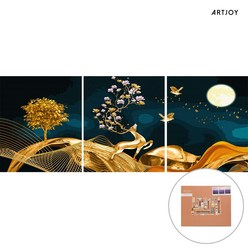 아트조이 DIY 명화그리기 (물감2배) 꽃이 피어난 사슴동산 (40X50cm/3단세트)