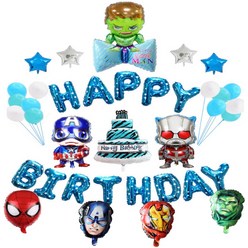 I&H 슈퍼히어로 생일파티 어벤져스 풍선세트 파티용품, 슈퍼히어로 세트3, 혼합색상