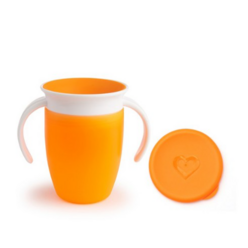 먼치킨 미라클 360 손잡이컵 뚜껑 세트, 2세트, 오렌지