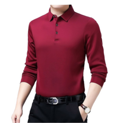 SHENGBO가을 새로운 남성 티셔츠 옷깃 면화 남성 긴소매 남성용 컬러블록 면혼방 긴팔 카라 티셔츠