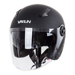 VARUN 오토바이 오픈페이스 헬멧 VR-585, 무광블랙