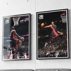 NBA 르브론 제임스 포스터 54종 A3 A2 A1 사이즈, A2사이즈 흰색 액자(52x42cm)
