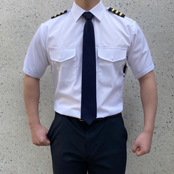 견장 반팔 화이트 일자 레귤러핏 와이셔츠 근무복 경비복 보안 항공 기장 유니폼 셔츠