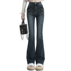 여성 봄가을 부츠컷 청바지 하이웨스트 슬림핏 스판 멀티 포켓 나팔바지 Women's Jeans