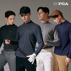 [KT알파쇼핑]23FW PGA 남성 모크넥 티셔츠 4종